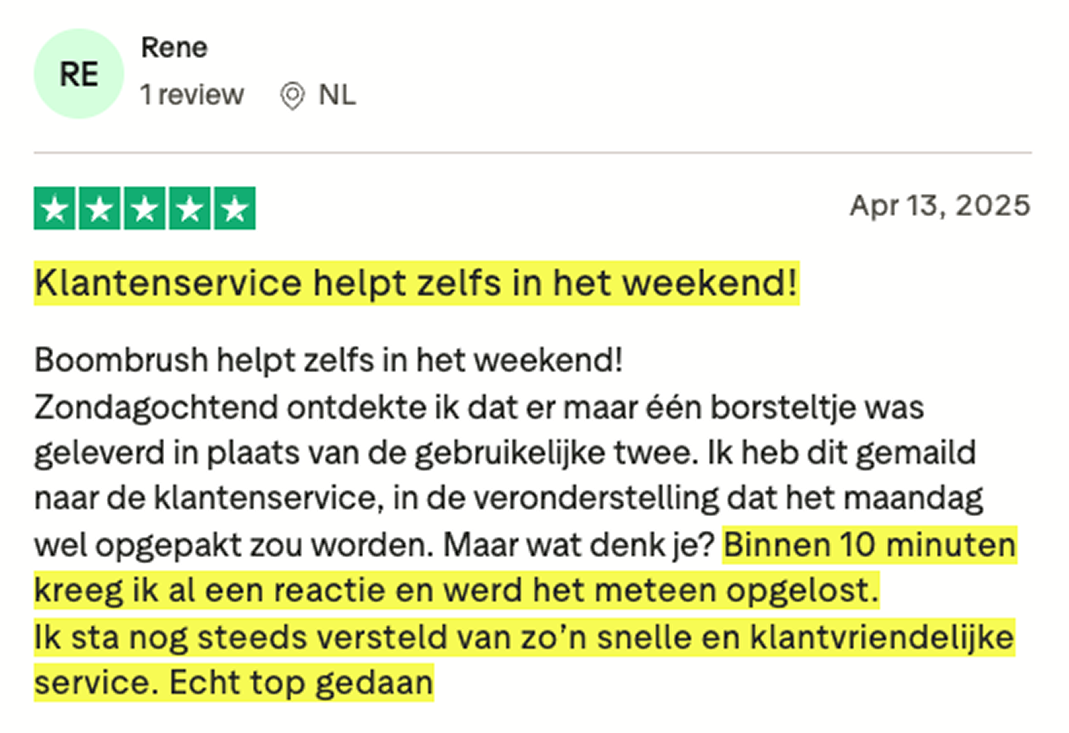 5-star customer review